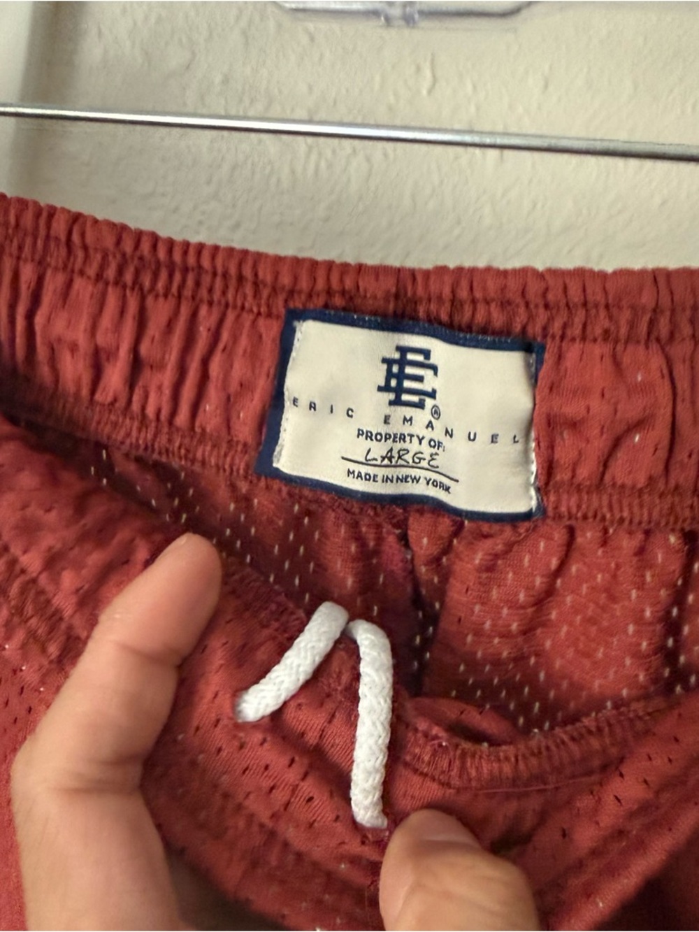 ERIC EMANUEL rust red basketball mesh logo knit athletic pull on shorts - Picture 5 of 7